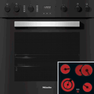 Sie sehen hier den Backofen und das Kochfeld von Miele, eine Aktion Herdset.