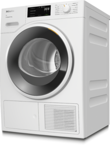 Sie sehen den Miele Trockner mit speziellem Trocknerkorb.